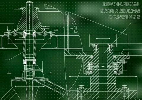 Mechanical Engineering drawing. Blueprints. Mechanics Stock Illustration