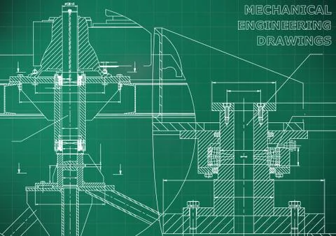 Mechanical Engineering drawing. Blueprints. Mechanics Stock Illustration