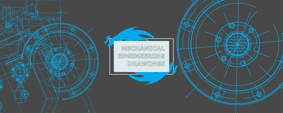 Mechanical engineering drawing. Engineering technological wallpaper Stock Illustration