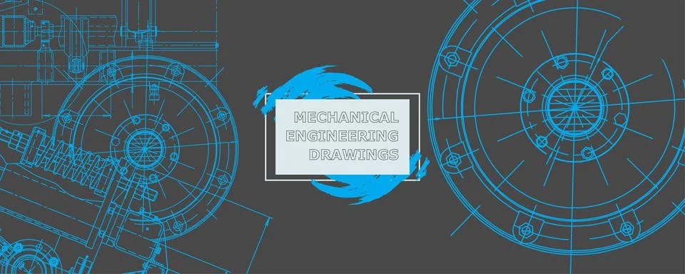 Mechanical engineering drawing. Engineering technological wallpaper Stock Illustration