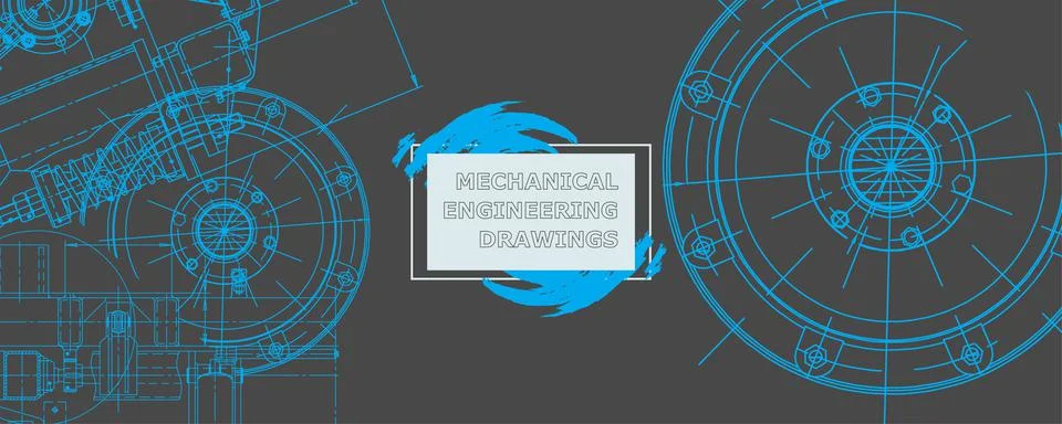 Mechanical engineering drawing. Engineering technological wallpaper Stock Illustration
