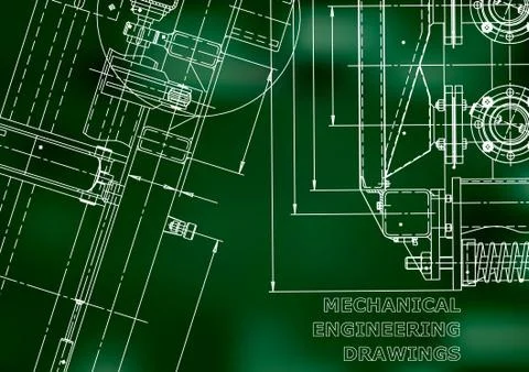 Mechanical engineering drawing. Technical illustration Illustrazione stock