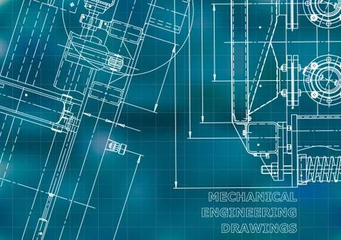 Mechanical engineering drawing. Technical illustration Illustrazione stock