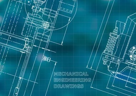 Mechanical engineering drawing. Technical illustration Stock Illustration