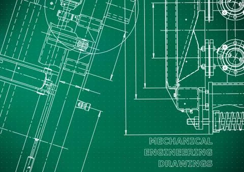Mechanical engineering drawing. Technical illustration Stock Illustration