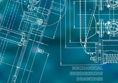 Mechanical engineering drawing. Technical illustration Illustrazione stock