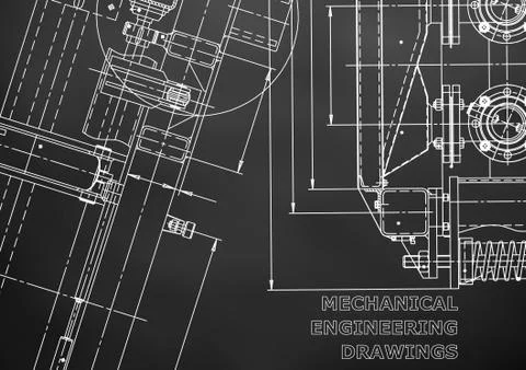 Mechanical engineering drawing. Technical illustration Stock Illustration