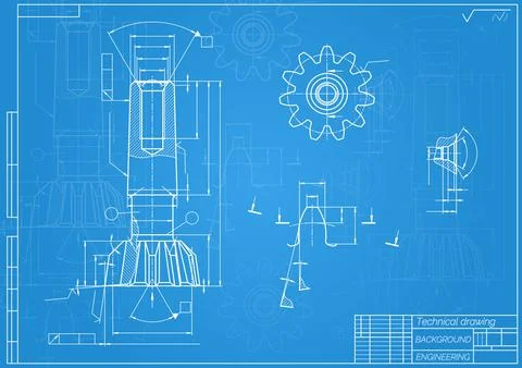 Mechanical engineering drawings on blue background. Tap tools, borer. Technical Illustrazione stock