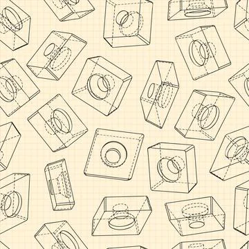 Mechanical engineering drawings on blue background. Cutter, assembly tool with Stock Illustration