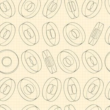Mechanical engineering drawings on blue background. Cutter, assembly tool with Stock Illustration