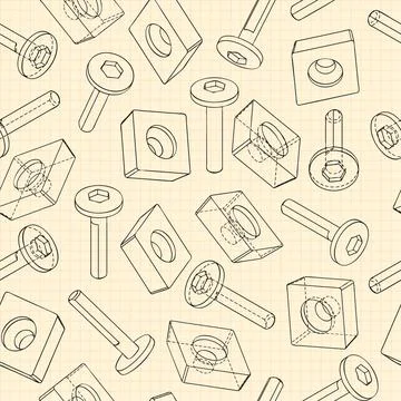 Mechanical engineering drawings on blue background. Cutter, assembly tool with Stock Illustration