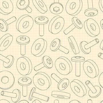 Mechanical engineering drawings on blue background. Cutter, assembly tool with Stock Illustration