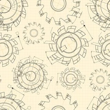 Mechanical engineering drawings on light background. Cutting tools, milling Illustrazione stock