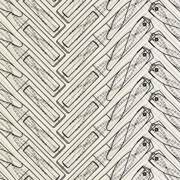 Mechanical engineering drawings on sepia background. Drill tools, borer Stock Illustration