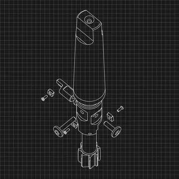 Mechanical engineering drawings. Tap tools, borer. Technical Design. Cover Stock Illustration
