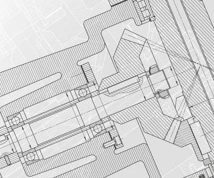 Mechanical engineering drawings on white background. Milling machine spindle. Stock Illustration