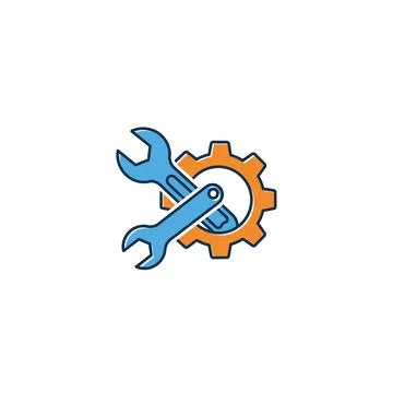 Mechanical engineering gear and wrench tool icon graphic 库存插图