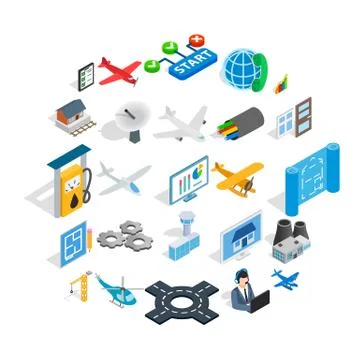 Mechanical engineering icons set, isometric style イラスト素材