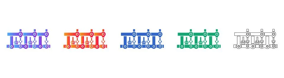 Mechanical Engineering Machine Part Icons Illustrazione stock