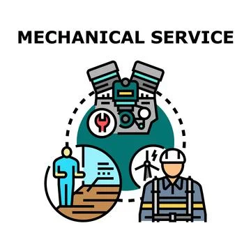 Mechanical engineering service maintaining industrial and energy systems Illustrazione stock