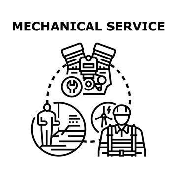 Mechanical engineering service maintaining industrial and energy systems Stock Illustration