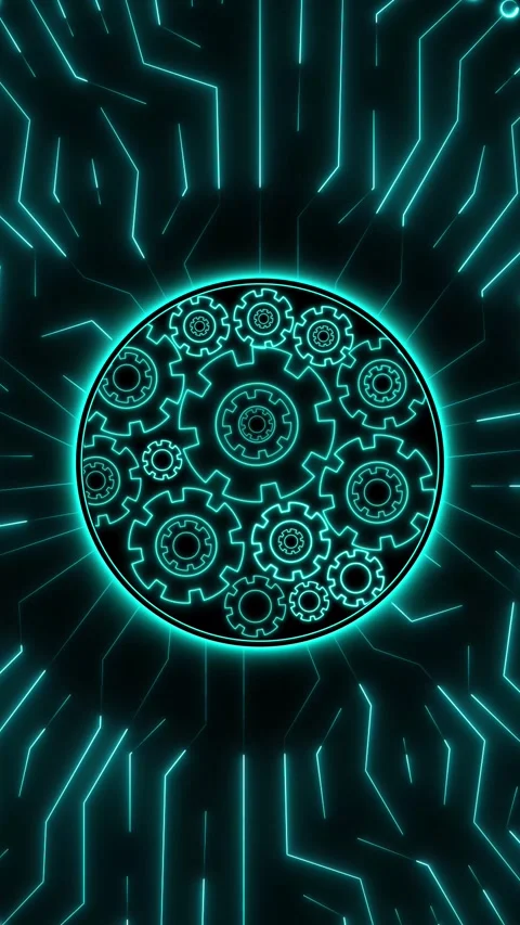 Mechanical engineering tool animation rotates circular tracking specs on li.. Stock Footage 345968769