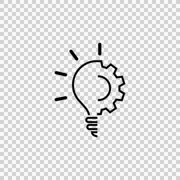 Mechanical execution split concept with lightbulb and gear silhouettes Stock Illustration