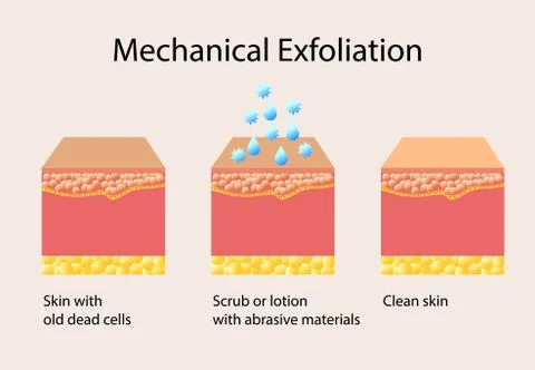 Mechanical exfoliation or peeling, vector illustration on light background Stock Illustration