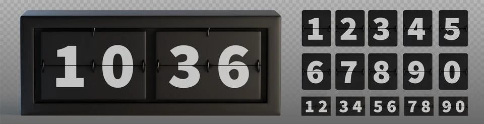 Mechanical flip clock display, countdown numbers Stock Illustration