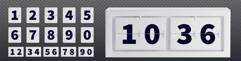 Mechanical flip clock display, countdown numbers 스톡 일러스트