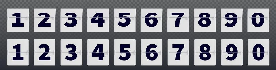 Mechanical flip clock numbers, countdown digits Stock-Illustration