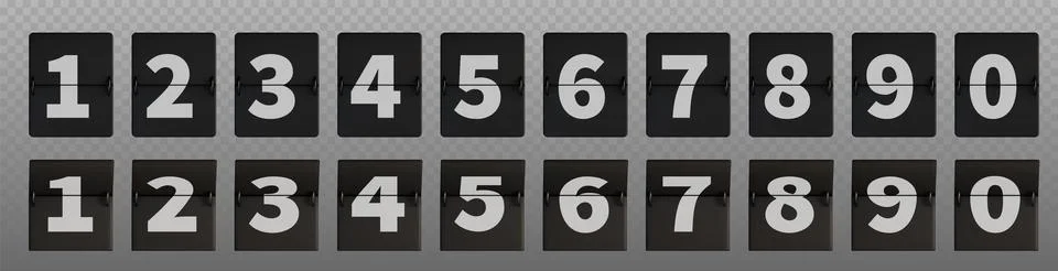 Mechanical flip clock numbers, countdown digits Stock-Illustration