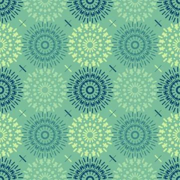 Mechanical flower symmetry seamless pattern Stock Illustration