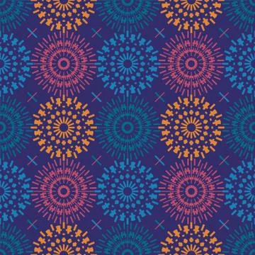 Mechanical flower symmetry seamless pattern Stock Illustration