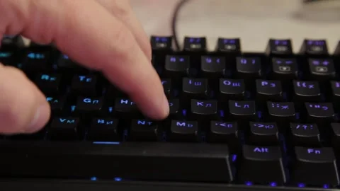 Mechanical gaming keyboard keys with RGB backlit keys, close-up 库存影片 306149353