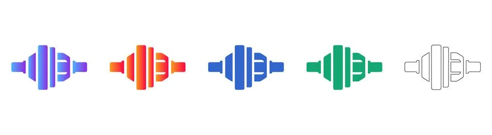 Mechanical Gear Assembly Component Icon Set Stock Illustration