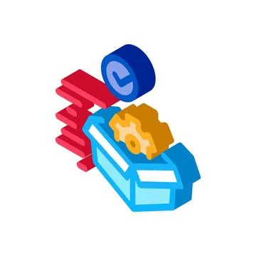 Mechanical gear in box, fast delivery isometric icon vector illustration Stock Illustration