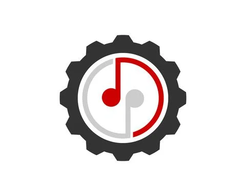 Mechanical gear with circular music note inside イラスト素材