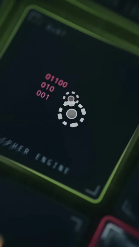 Mechanical gear combined with binary code representing cipher system Video stock 335467306