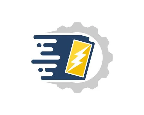 Mechanical gear with fast electrical battery inside Stock Illustration