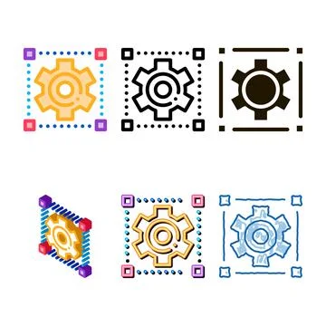 Mechanical gear icon simplified vector outline Stock Illustration