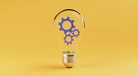 Mechanical gear inside lightbulb for creative thinking idea and innovation .. Stock Photos