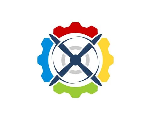 Mechanical gear with plane propeller inside Stock Illustration