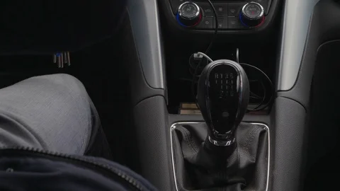 Mechanical gear shift knob, speed control during driving car Stock Footage 103145862