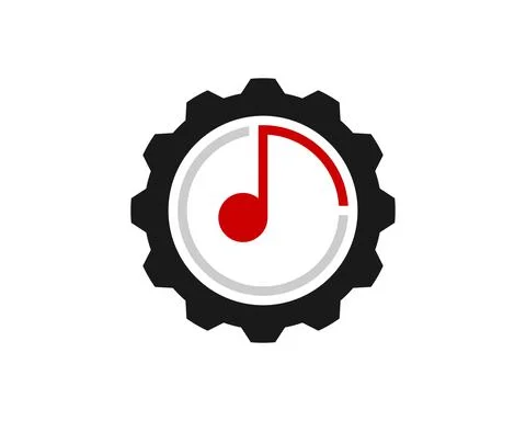 Mechanical gear with simple music note inside イラスト素材