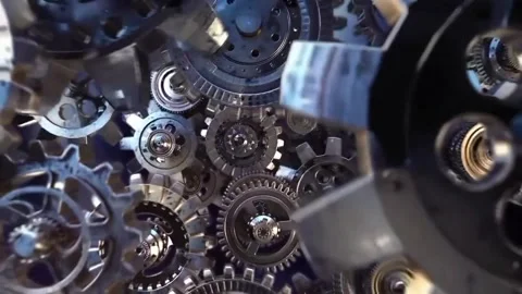 Mechanical Gear System Animation with Green Screen Core Interface Stock Footage 327570603