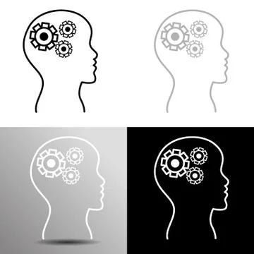 Mechanical Gear Thoughts Man Stock Illustration