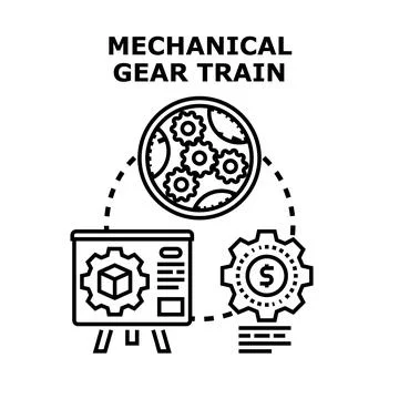 Mechanical gear train engineering business process concept Stock Illustration