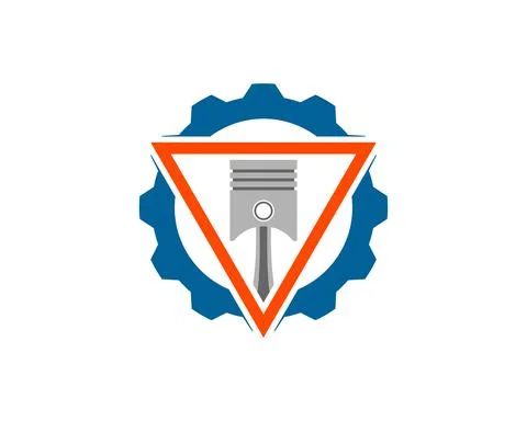 Mechanical gear with triangle shape and piston inside Stock Illustration