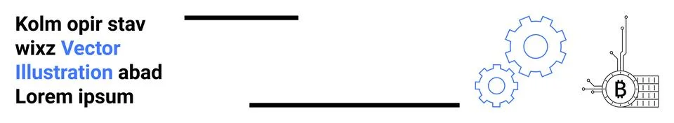 Mechanical Gears and Text Elements with Blockchain Concept in Abstract Design Stock Illustration